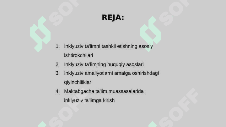 Maktabgacha ta'lim muassasalarida inklyuziv ta'limni tashkil etishning o‘ziga  xos jihatlar. 2