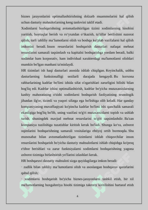 Tashkilotning kadrlar hisobini avtomatlashtirishni tashkil etish bo'yicha ma'lumotlar bazasi yaratish. 6