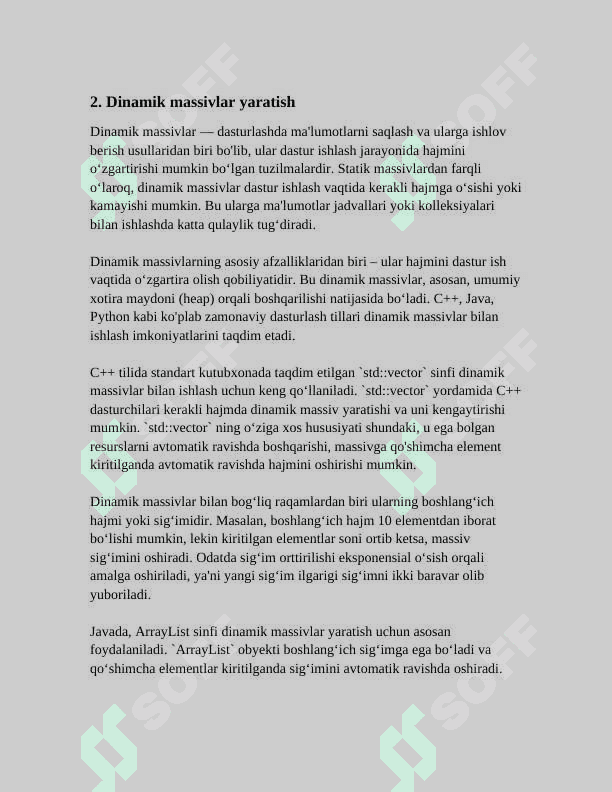 DINAMIK MASSIVLA VA KOʻRSATKICHLAR 6