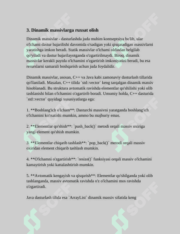 DINAMIK MASSIVLA VA KOʻRSATKICHLAR 8