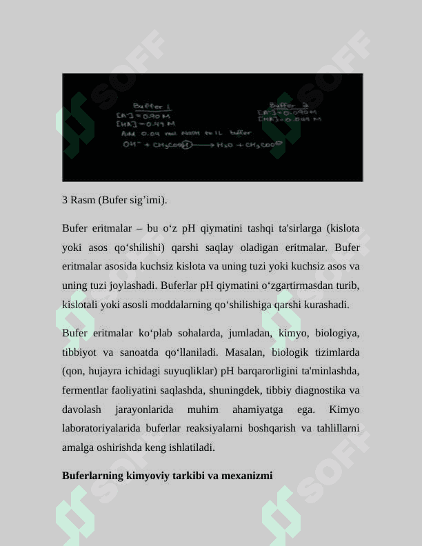 Tuzlarning erish issiqligi aniqlash. Bufer eritmalar va ularning turlari 8