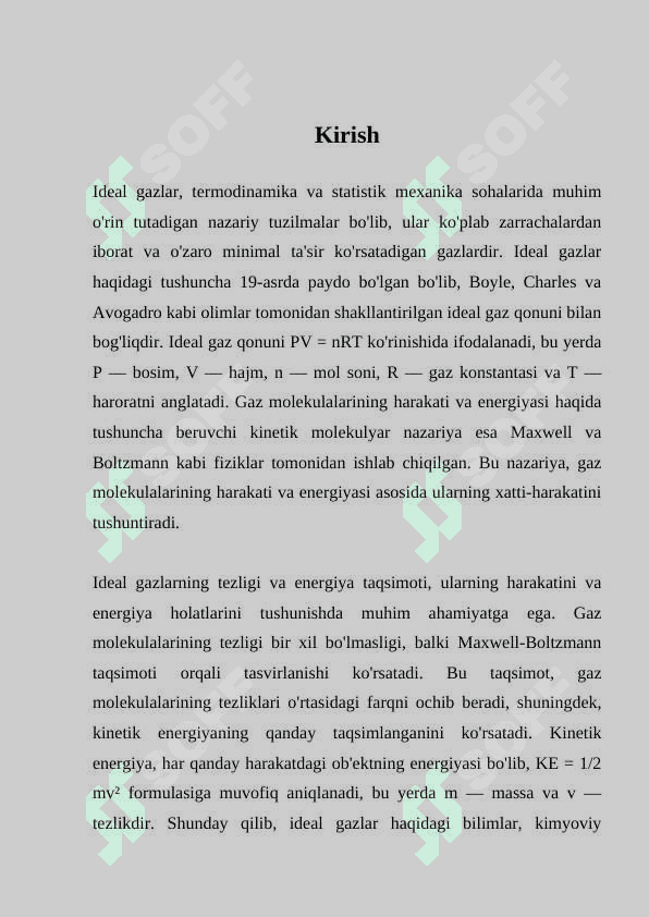 IDEAL GAZ MOLEKULALARINING TEZLIGI VA ENERGIYASI BO'YICHA TAQSIMOTI 3