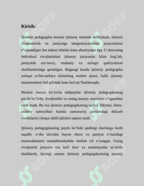 IJTIMOIY PEDOGOKIKANING TARIXI 3