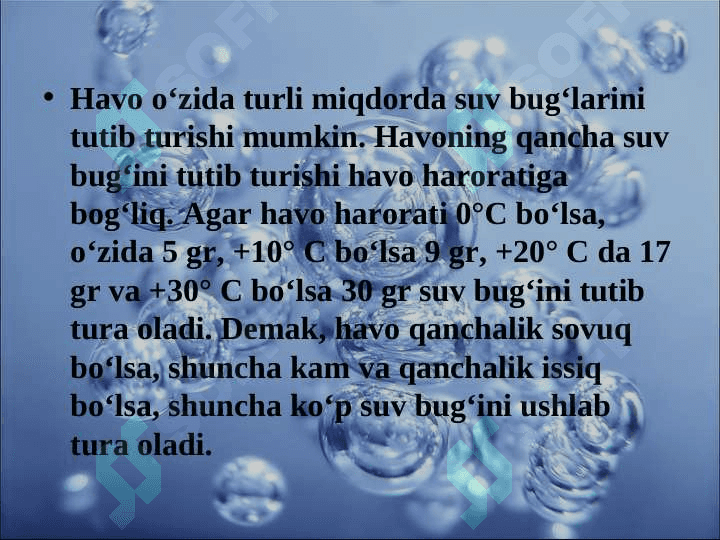 Havoning namligi va  yog‘inlar. 4