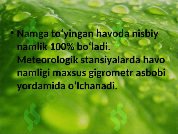 Havoning namligi va  yog‘inlar. 7