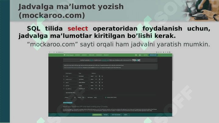 PostgresSQL da select buyrug'idan foydalanish 3
