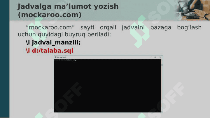 PostgresSQL da select buyrug'idan foydalanish 4