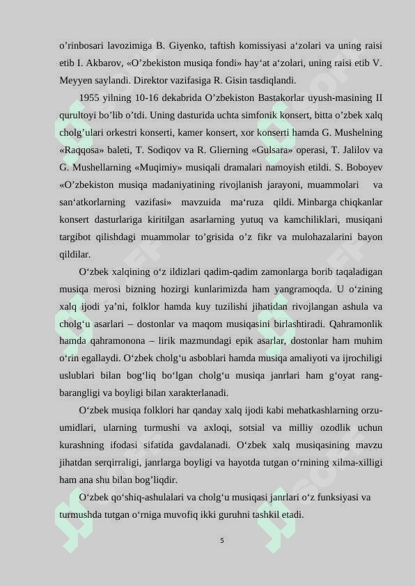 O’zbek xalq musiqa ijodi fanning pedagogika va sna'at tizimidagi o'rni 5