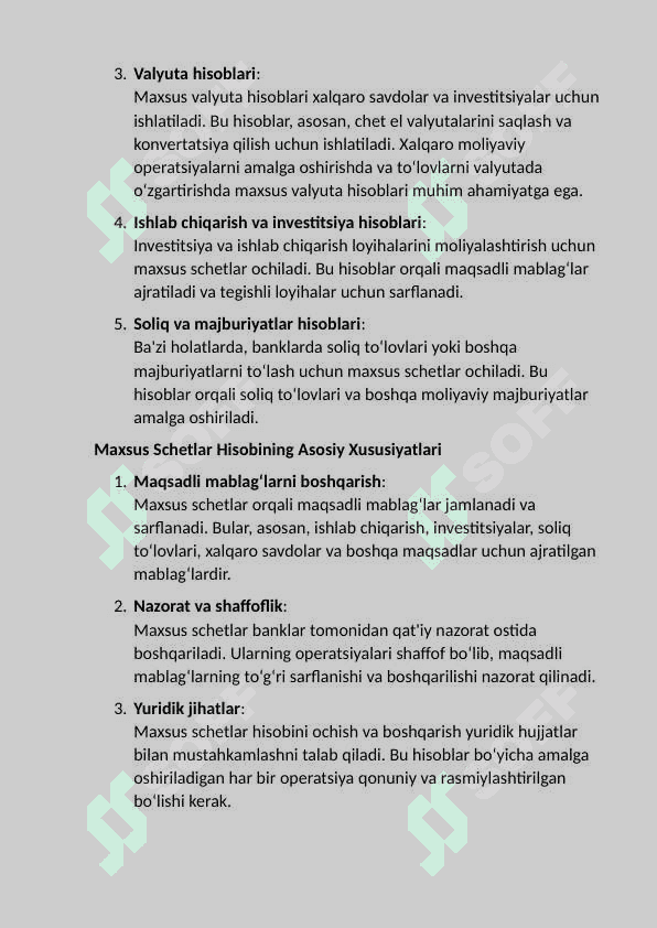 Bankdagi maxsus schetlar hisobi. 5