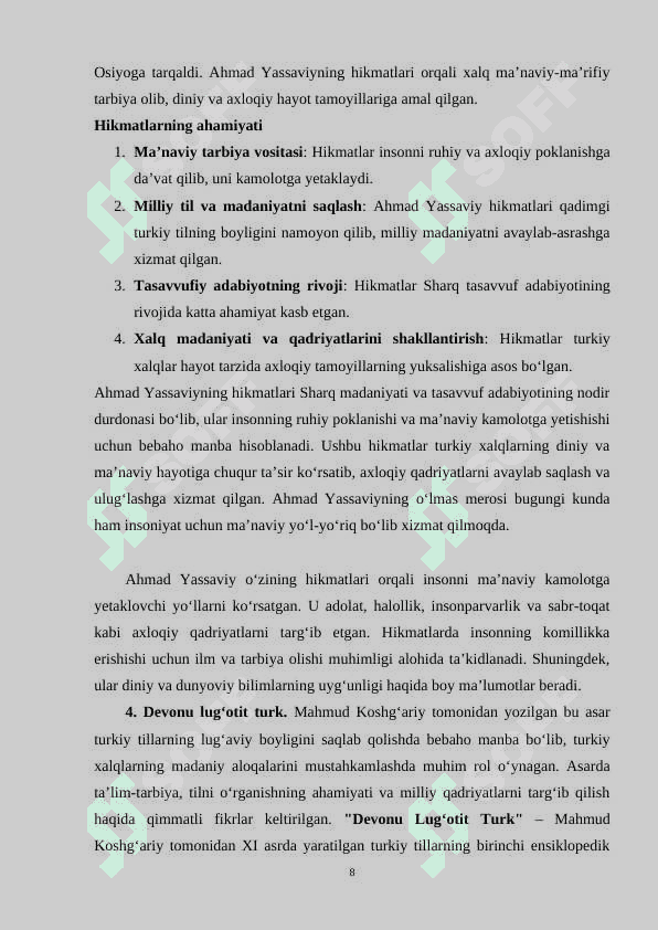 Turk xalqlarining yozma yodgorliklarida ta’lim-tarbiya masalalari. 8