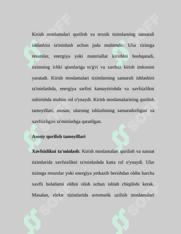 KIRISH VA CHIQARISH MOSLAMALARI QURILISH TAMOILLARI VA ISHLASH PRINTSIPI 8