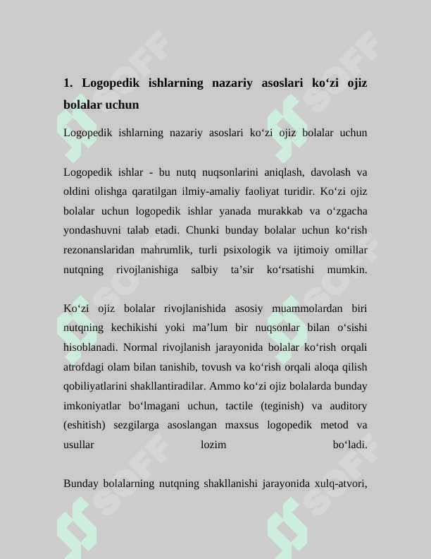 KOʻZI OJIZ BOLALAR BILAN OLIB BORILADIGAN LOGOPEDIK ISHLARNING OʻZIGA XOS XUSUSIYATLARI 3