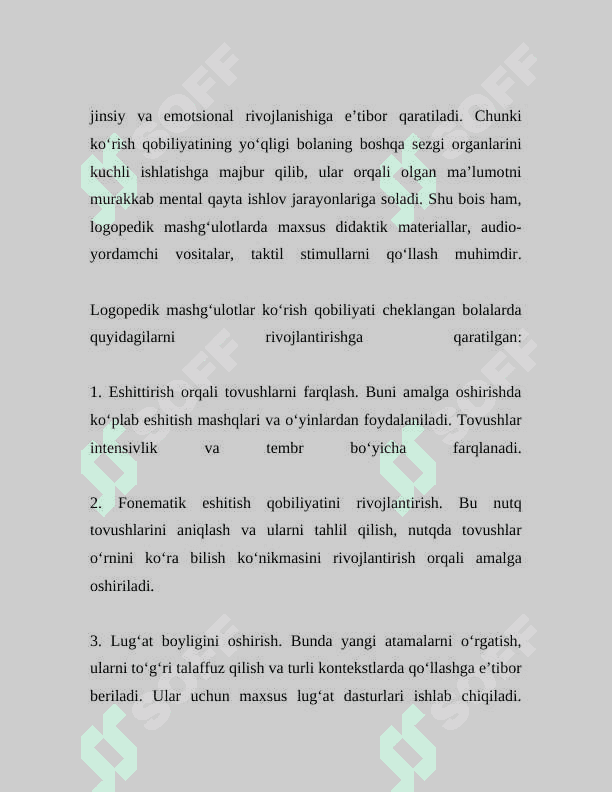 KOʻZI OJIZ BOLALAR BILAN OLIB BORILADIGAN LOGOPEDIK ISHLARNING OʻZIGA XOS XUSUSIYATLARI 4