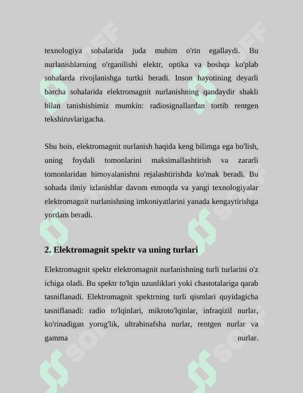 KUNDALIK HAYOTDA ELEKTROMAGNIT NURLANISH VA UNING ORGANIZMIGA TA'SIRI 6