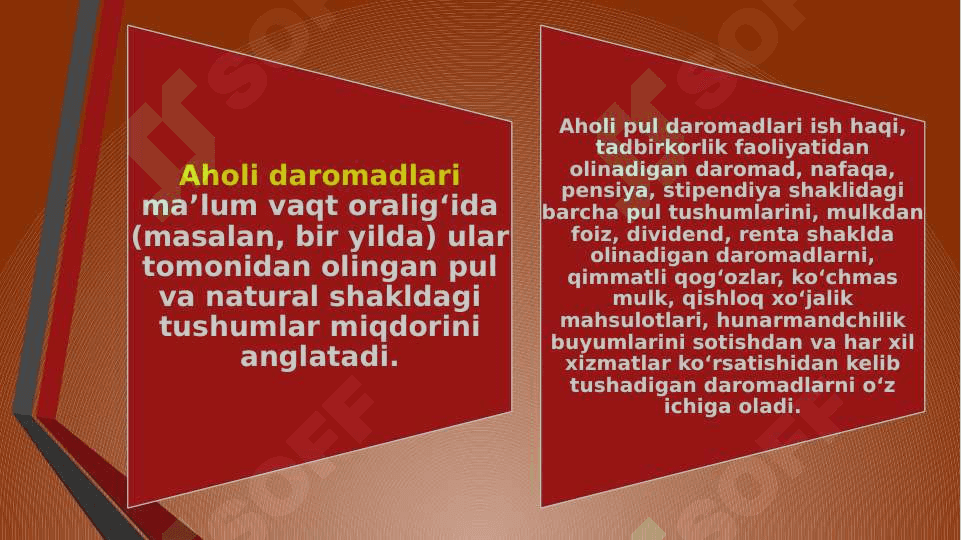 Aholi daromadlari va turmush farovonligi 1