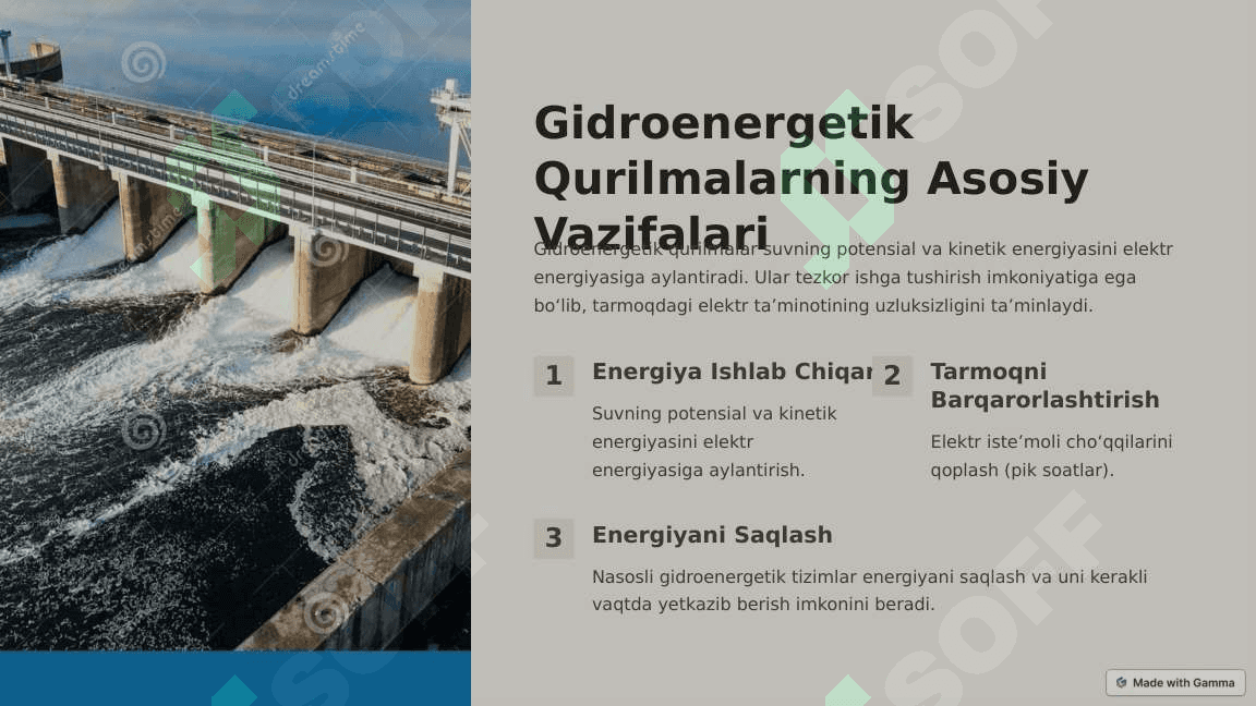 ELEKTRENERGETIKA TARMOG‘IDA GIDROENERGETIK QURILMALARNING O‘RNI 4