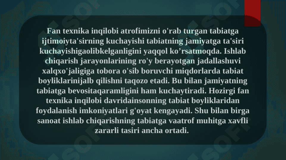 Ekologik muammolarning mohiyati, kelib chiqishi, oqibatlari 2