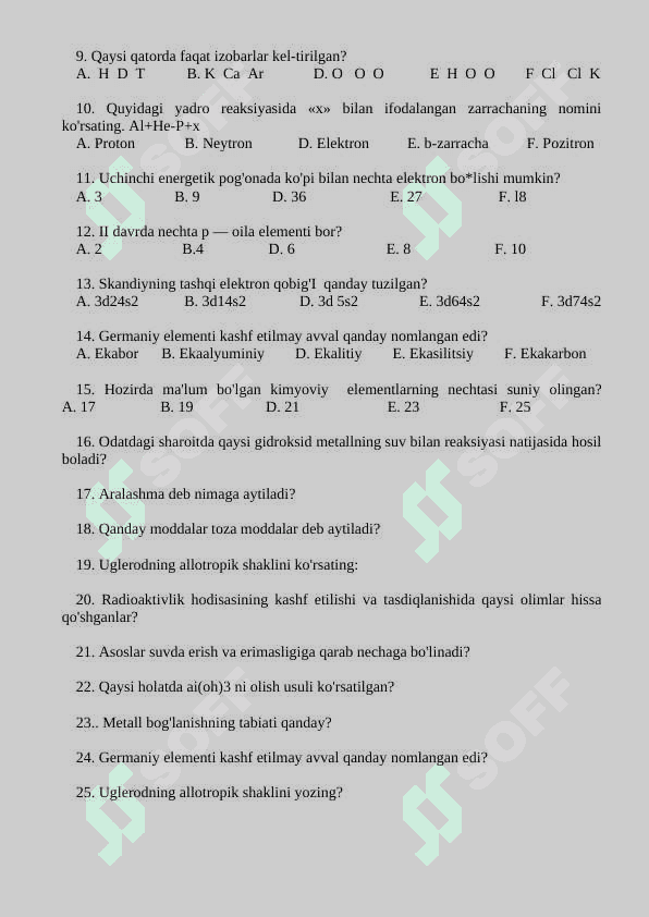 8-sinf 3-chorak uchun test 2