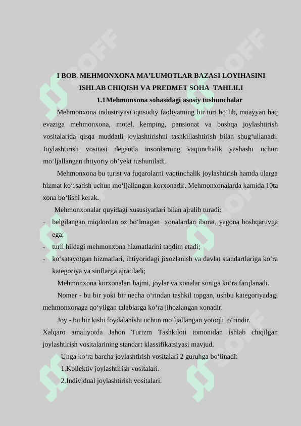 Mehmonxona ma’lumotlar bazasini loyihalash 5