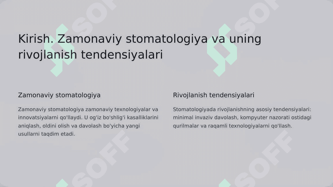 Zamonaviy stomatologik qurilmalar. Tasnifi. Xususiyatlari 3