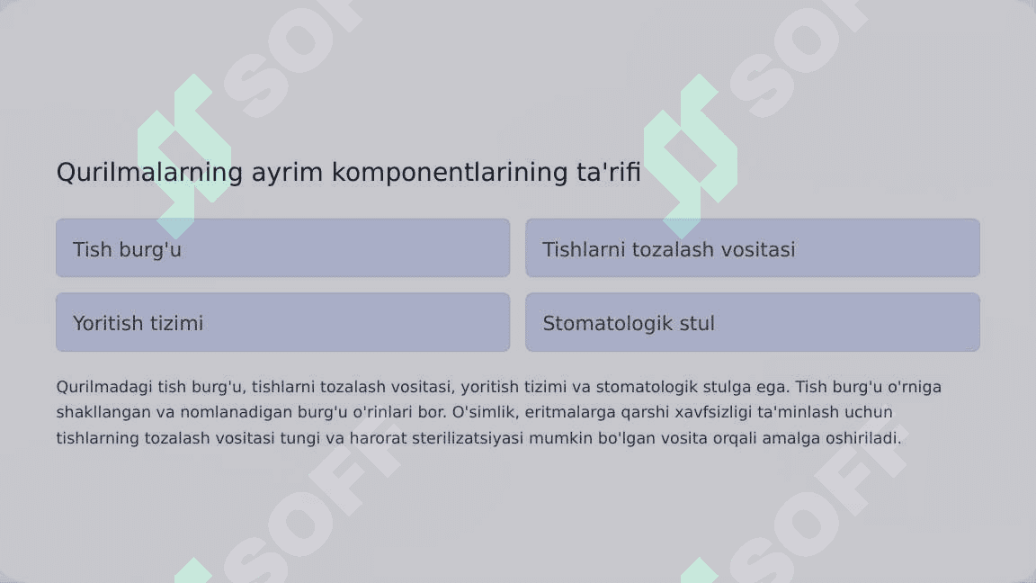 Zamonaviy stomatologik qurilmalar. Tasnifi. Xususiyatlari 8