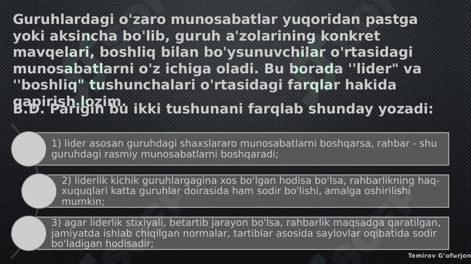 Lider va boshliq tushunchalari o’rtasidagi farq 2