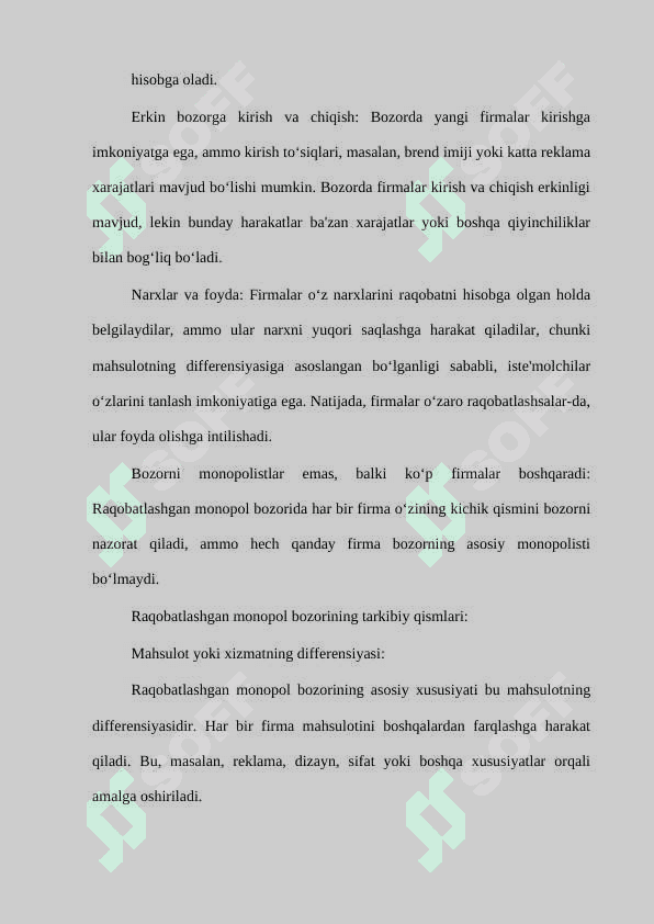 Raqobatlashgan monopol bozorda tovar narxi va ishlab chiqarish hajmini aniqlash. 6