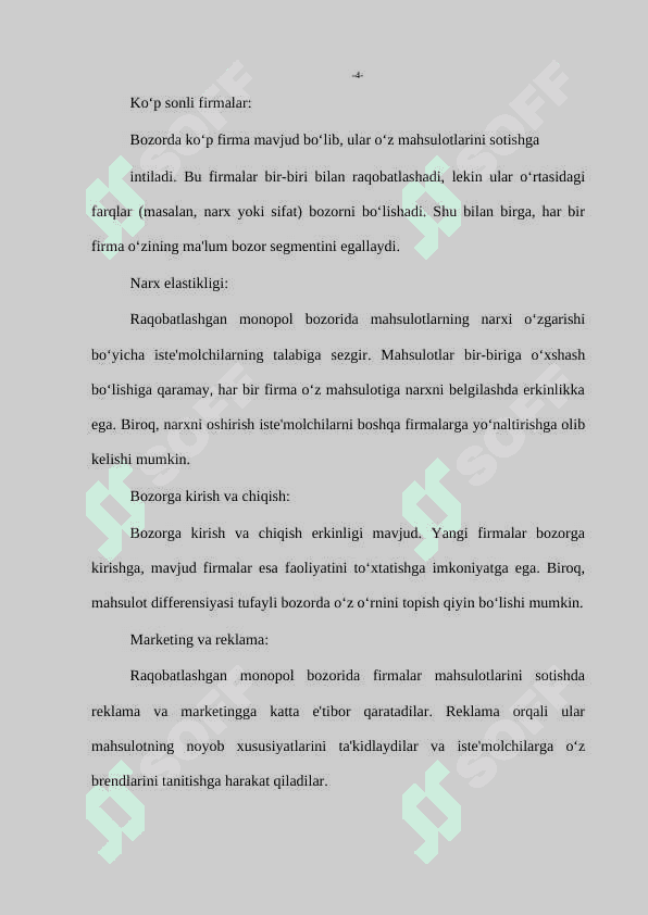 Raqobatlashgan monopol bozorda tovar narxi va ishlab chiqarish hajmini aniqlash. 7