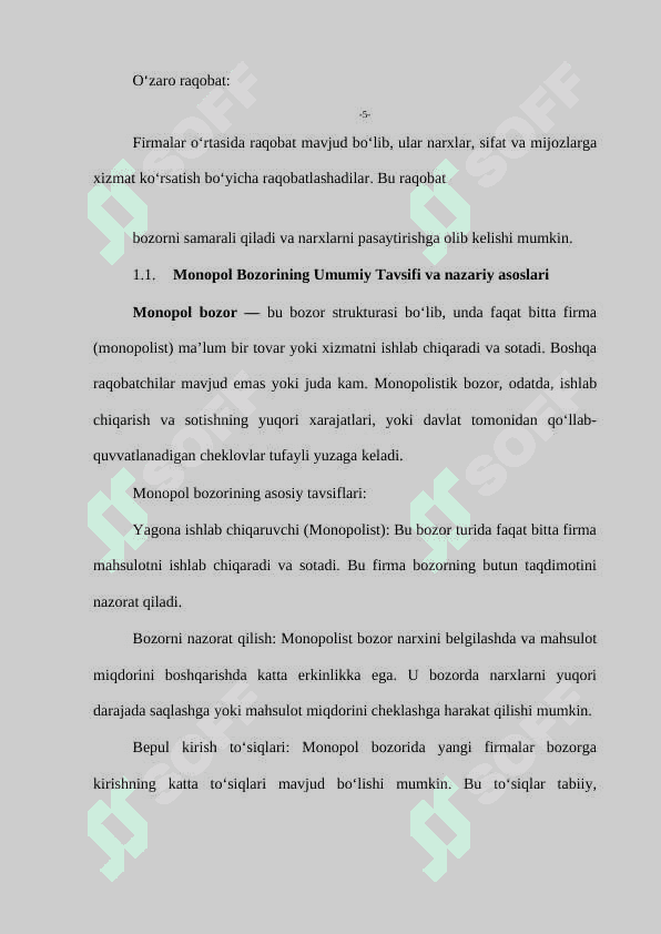 Raqobatlashgan monopol bozorda tovar narxi va ishlab chiqarish hajmini aniqlash. 8