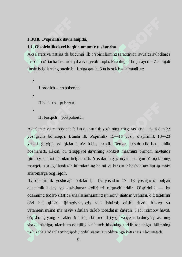 ILK O’SPIRIMLIKDA KASB TANLASH KURS ISHI 5