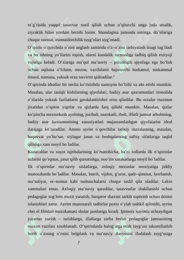 ILK O’SPIRIMLIKDA KASB TANLASH KURS ISHI 7