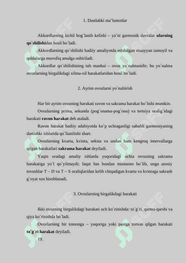 Asоsiy uchtоvushliklarning qo`shilishi 2