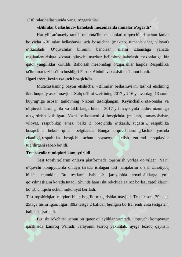 4 sinfda bellashuvlarning mazmuni va ularni tashkil qilish usullariga topshiriqlar tizimini ishlab chiqish 2