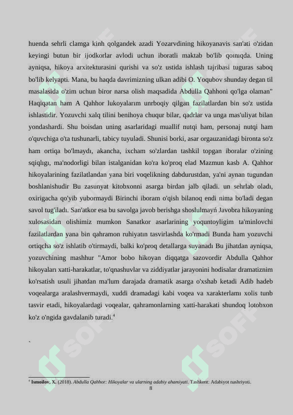 “ABDULLA QAHHOR HIKOYALARINI KOʻRGAZMALILIK ASOSIDA OʻRGANISH” MAVZUSIDA KURS ISHI 8