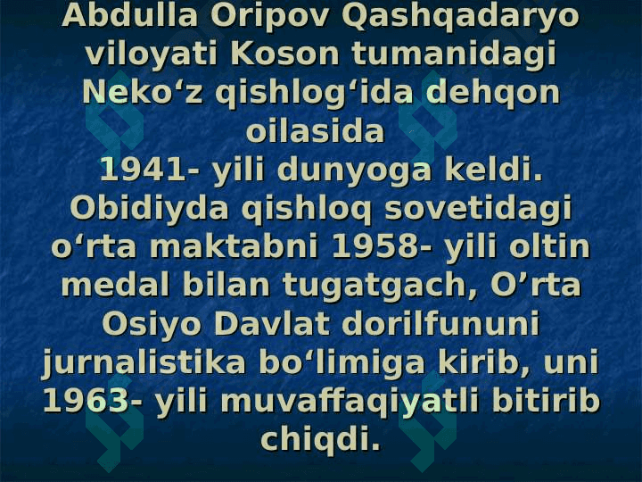 Abdulla Oripov hayoti va ijodi taqdimot 5
