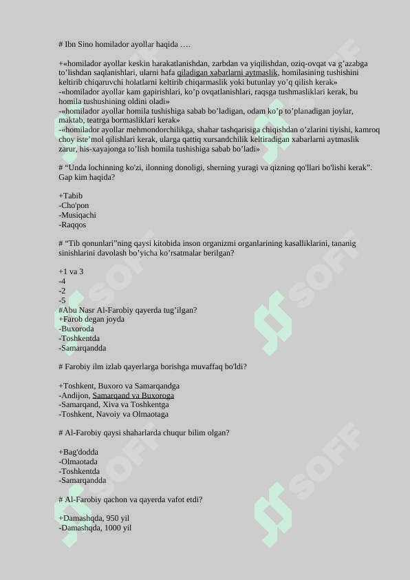 Xalq tabobati fanidan testlar javoblari bilan 3