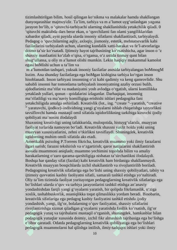 Bo‘lajak maktabgacha ta’lim pedagoglarini kreativ qobiliyatlarini rivojlantirish mexanizmi 8