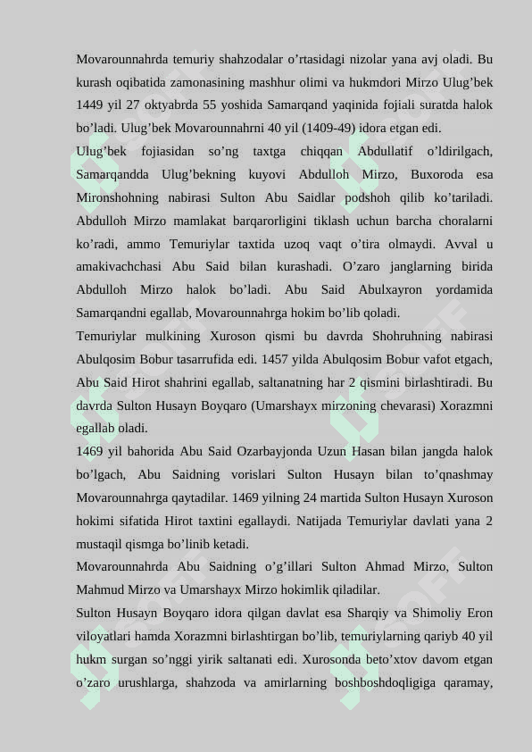 Temuriy hukmdorlar ro‘yxatini tuzish. 4