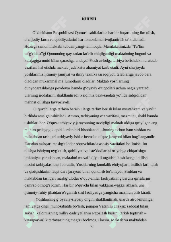 BOSHLANG’ICH TA’LIMDA OILA VA JAMOATCHILIK BILAN OLIB BORILADIGAN TARBIYAVIY ISHLAR METODIKASI 2