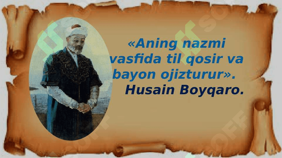 So'z mulkining sultoni Alisher Navoiy hayoti va ijodi, ruboiylarini o'qish. 5