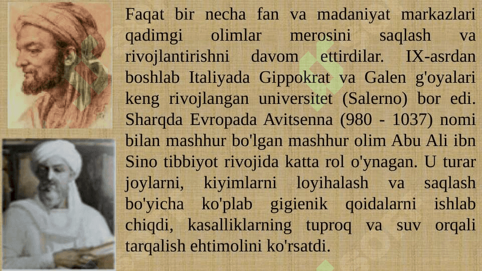 Gigiyena tarixi . Gigiyena fani vujudga kelishi 6