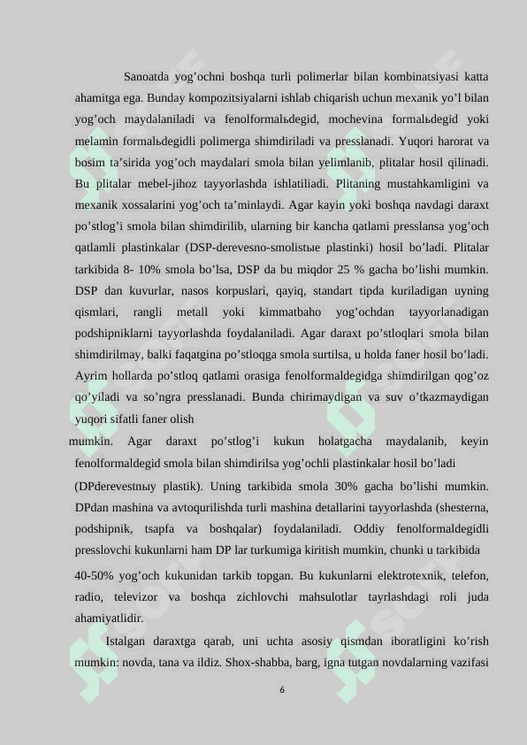 Yog`och xomashyodagi nuqsonlarni aniqlash va ularni bartaraf etishni o`rganish 6