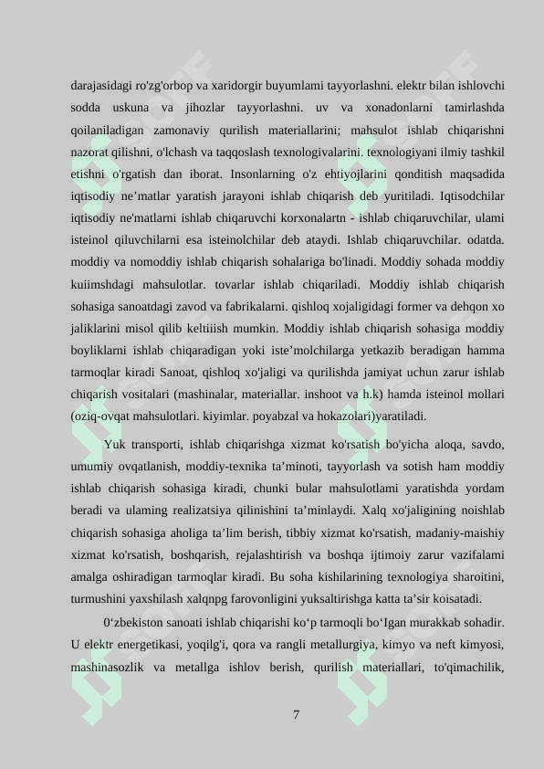 Texnologiya va dizayn fanining maqsadi va vazifalari. Texnologiya va dizayn tushunchasi. Texnologiya va dizayn faninnng nazariy asoslari, ishlab chiqarishda yangi texnika va ilg’or texnologiyalar bilan talabalarni o’rganish 7