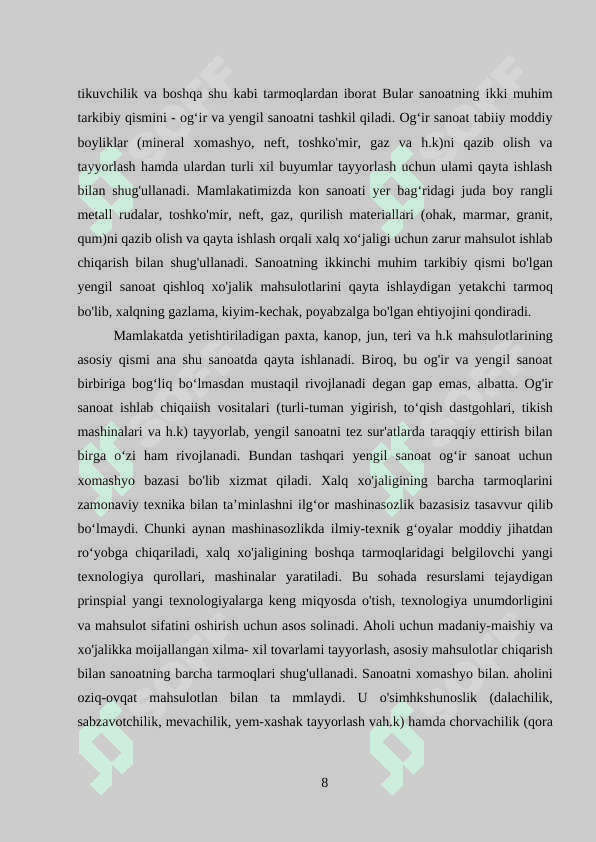 Texnologiya va dizayn fanining maqsadi va vazifalari. Texnologiya va dizayn tushunchasi. Texnologiya va dizayn faninnng nazariy asoslari, ishlab chiqarishda yangi texnika va ilg’or texnologiyalar bilan talabalarni o’rganish 8