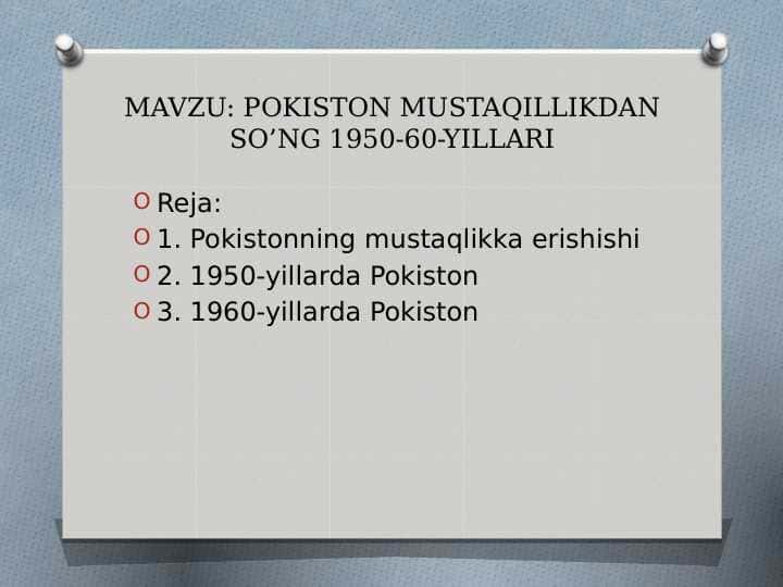 Pokiston mustaqillikdan so'ng