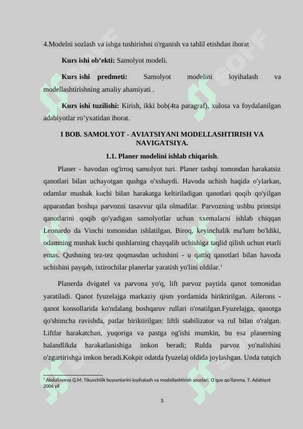 SAMOLYOT MODELINI LOYIHALASH VA MODELLASHTIRISH 5
