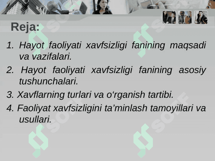 HАYOT FAOLIYATI ХАVFSIZLIGI FANIGA KIRISH 2