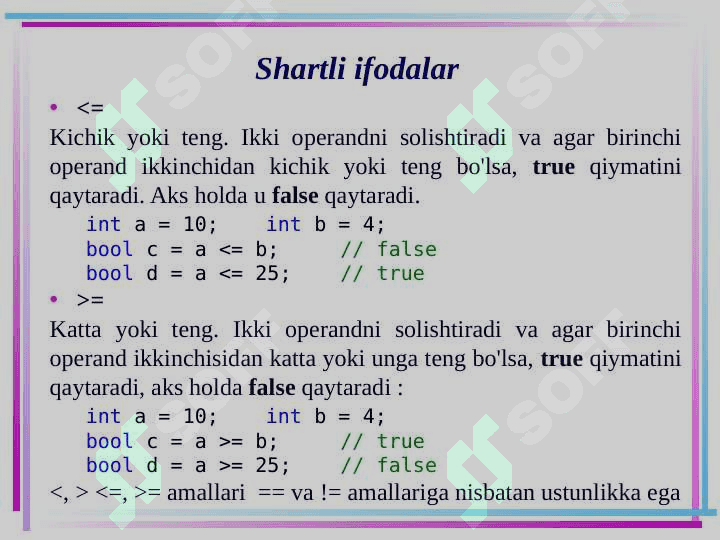 C# tilining operatorlari 5
