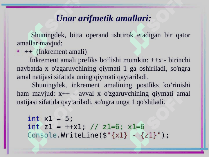 C# tilining amallari 5