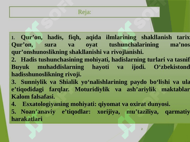 Islom dini manbalari, aqidaviy maktablari va ularning hozirgi davrdagi ahamiyati 2